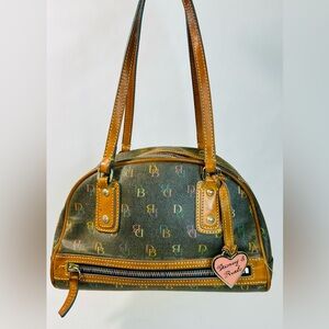 Vintage Y2K Dooney & Bourke Rainbow Signature Mini Bowler Bag in Black